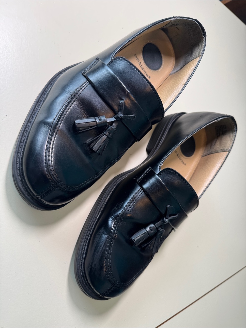 croft & barrow Black Leather Tassel Slip-On Loafers